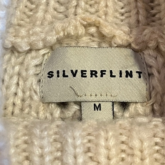 Silverflint wool mock neck cropped body pom pom knit sweater - Size Medium - Picture 4 of 5